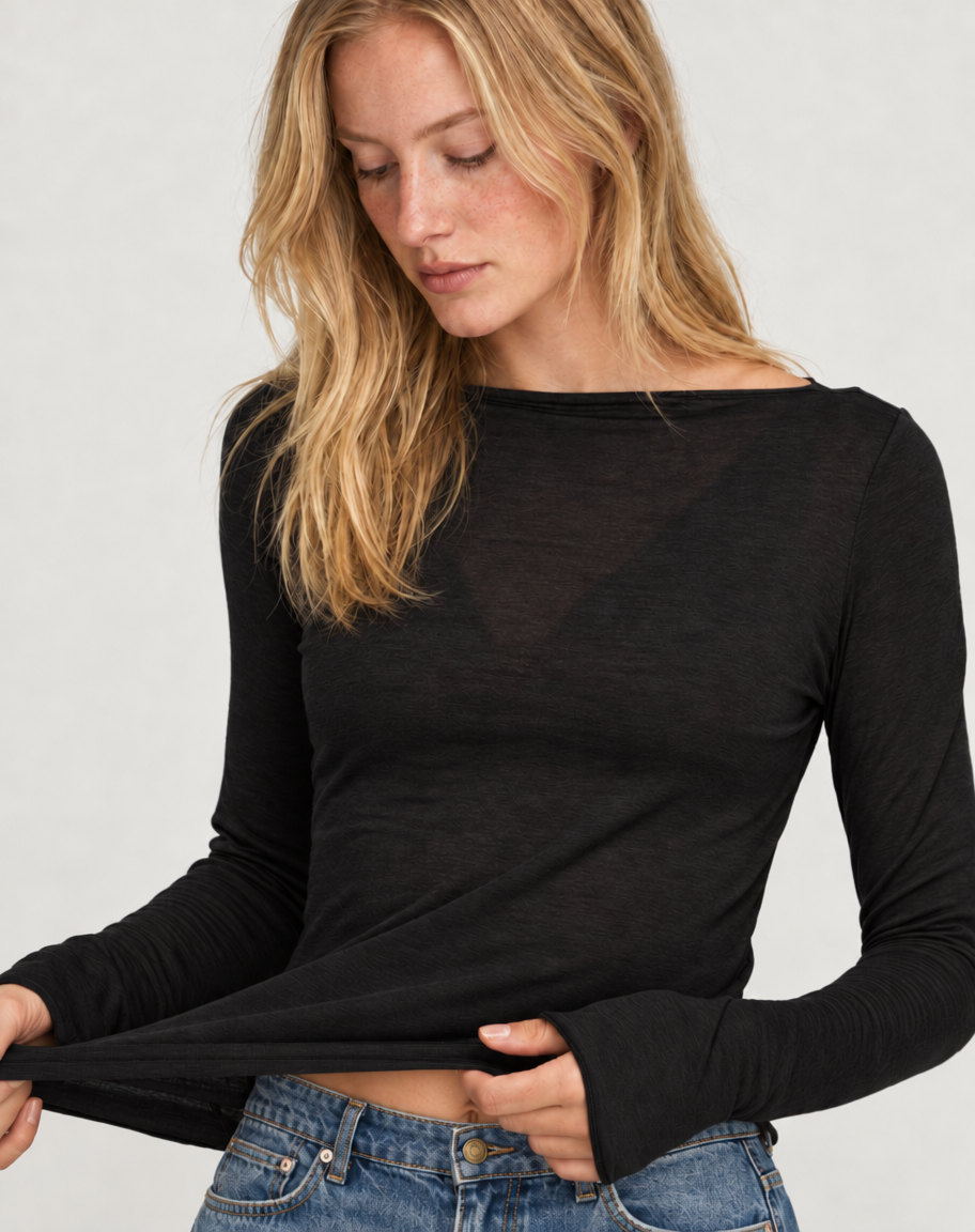 Haut ultra-doux à encolure bateau et cachemire – Violet (Bientôt disponible)