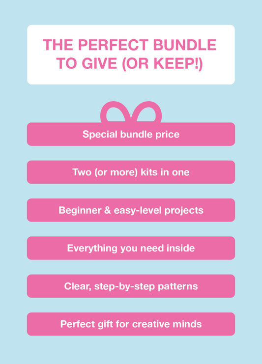 2 Kits Bundle | Knitting Stitch Sampler Kit Make your first Snood + Dinka Scarf - Yummy Yarn Version