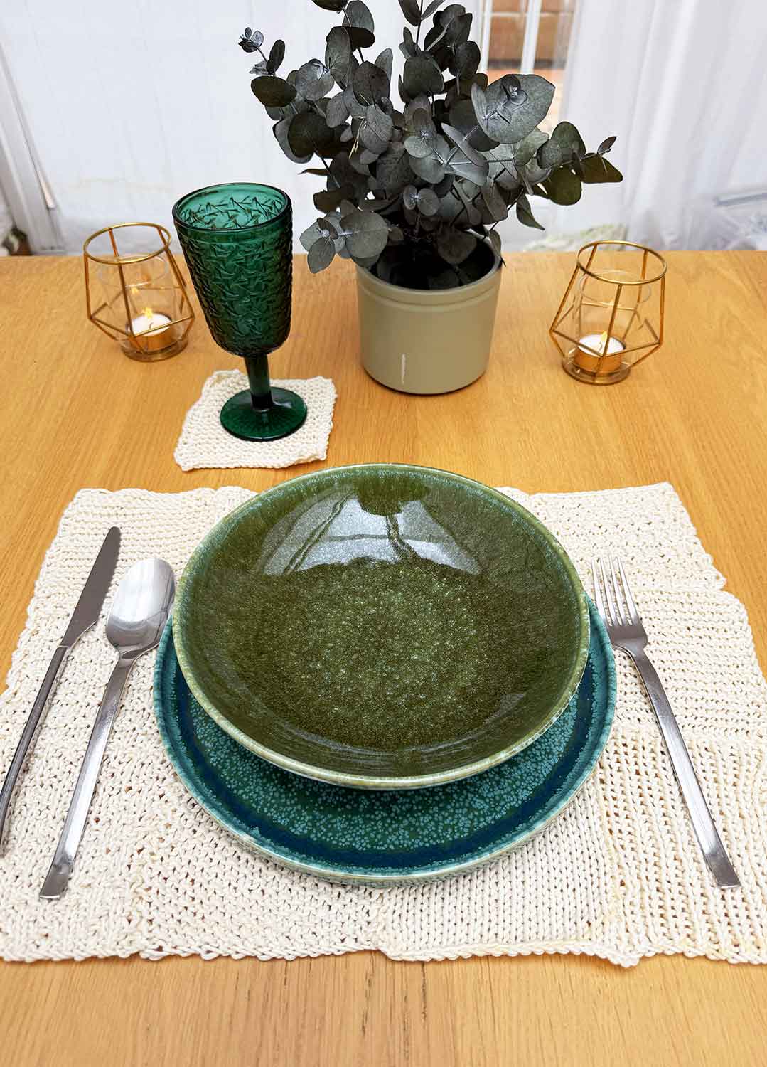 Stitch Sampler: Learn The Basics Knitting Kit - Make your first Cotton Placemat & Coasters