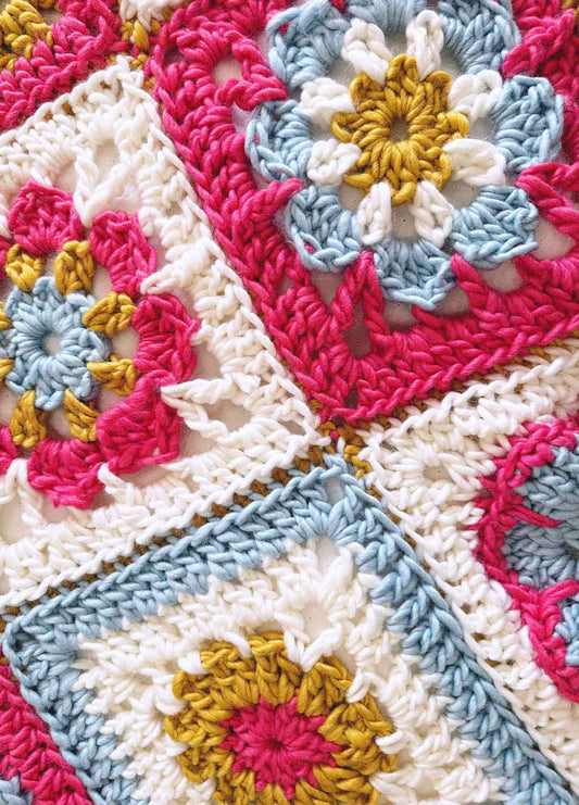 Kit Crochet Granny Square Stitch Sampler Blanket - Yummy Version