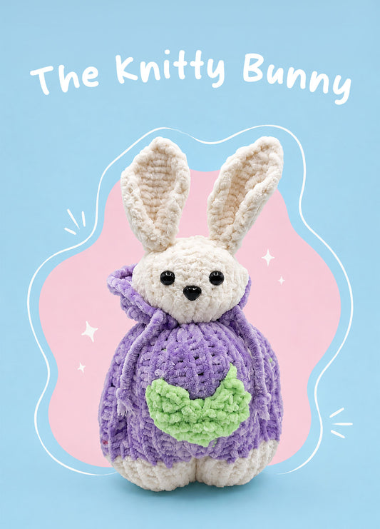 The Knitty Bunny - Easy Mini Knitted Bunny Kit - Cuddle Yarn
