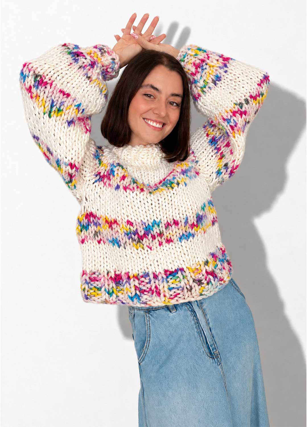 The Striped Rainbow Sweater Kit x @paula.on.knits - Version Yummy Yarn